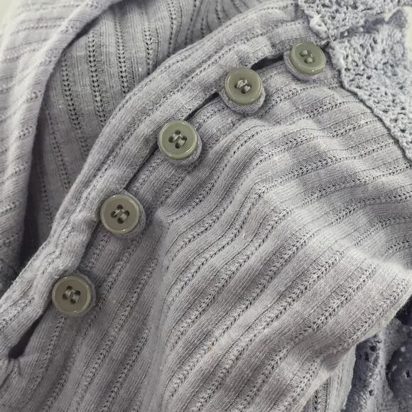 Free People Purple Third Date Ribbed Lace Top - Picture 8 of 12